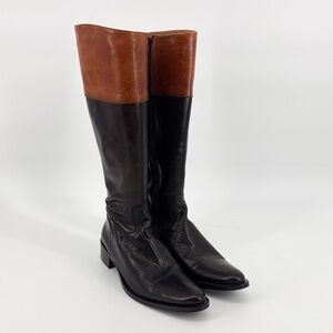 Sesto Meucci Women’s Black Brown Leather Tall Boots Size 8